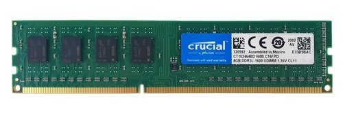 Memory RAM 1x 8GB Crucial NON-ECC UNBUFFERED DDR3 1600MHz PC3-12800 UDIMM | CT102464BD160B.C16